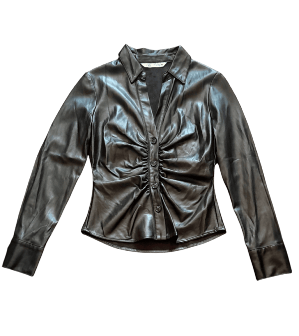 Zara Chemise Drapée Similicuir