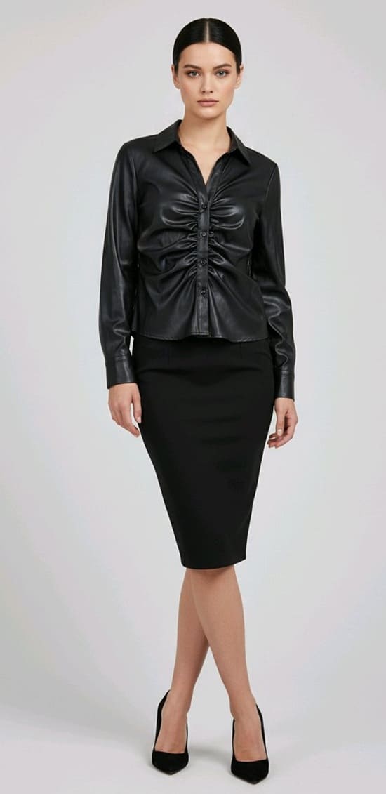 Zara Chemise Drapée Similicuir – Image 10