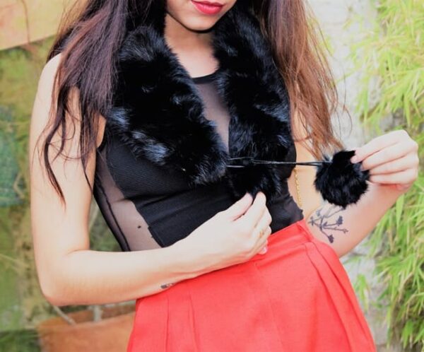 Étole Collier En Fourrure De Renard Noir Vintage – Image 2