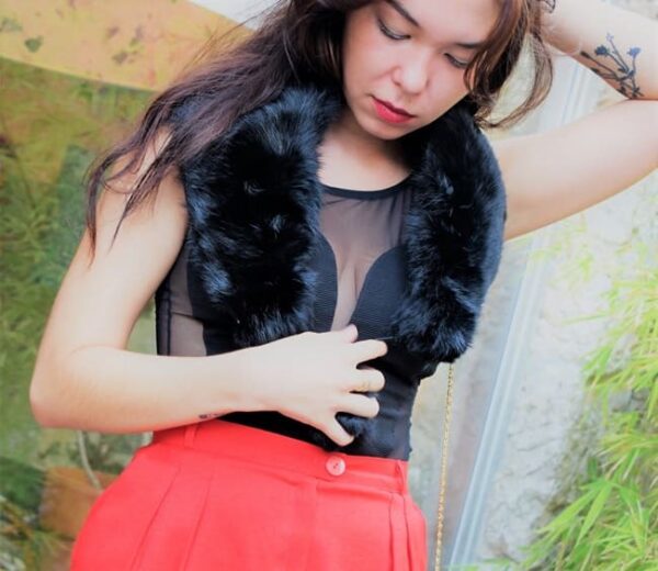 Étole Collier En Fourrure De Renard Noir Vintage – Image 4
