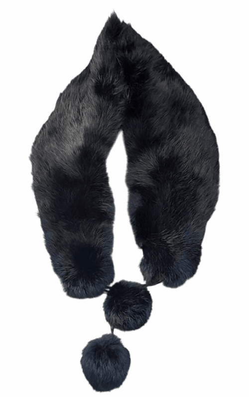 Étole Collier En Fourrure De Renard Noir Vintage