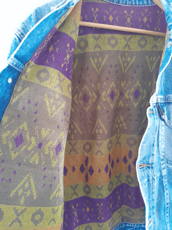 Veste en Jean Oversize Doublé Laine Aztèque – Image 2