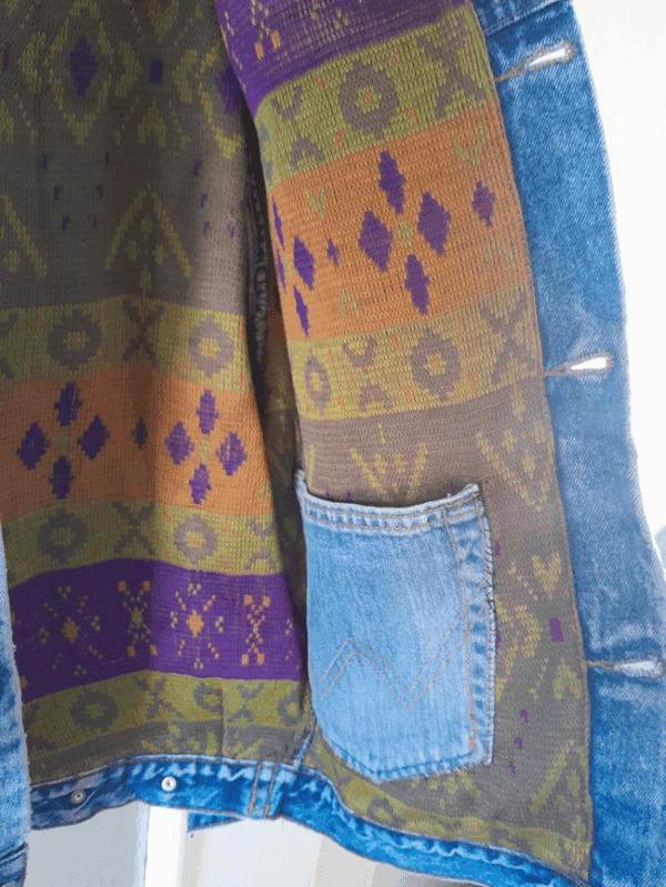 Veste en Jean Oversize Doublé Laine Aztèque – Image 3
