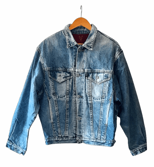 Veste en Jean Oversize Doublé Laine Aztèque