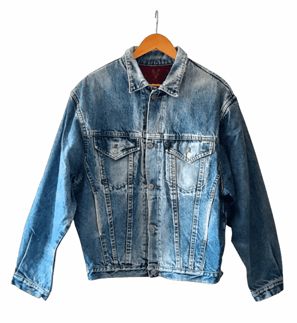 Veste en Jean Oversize Doublé Laine Aztèque