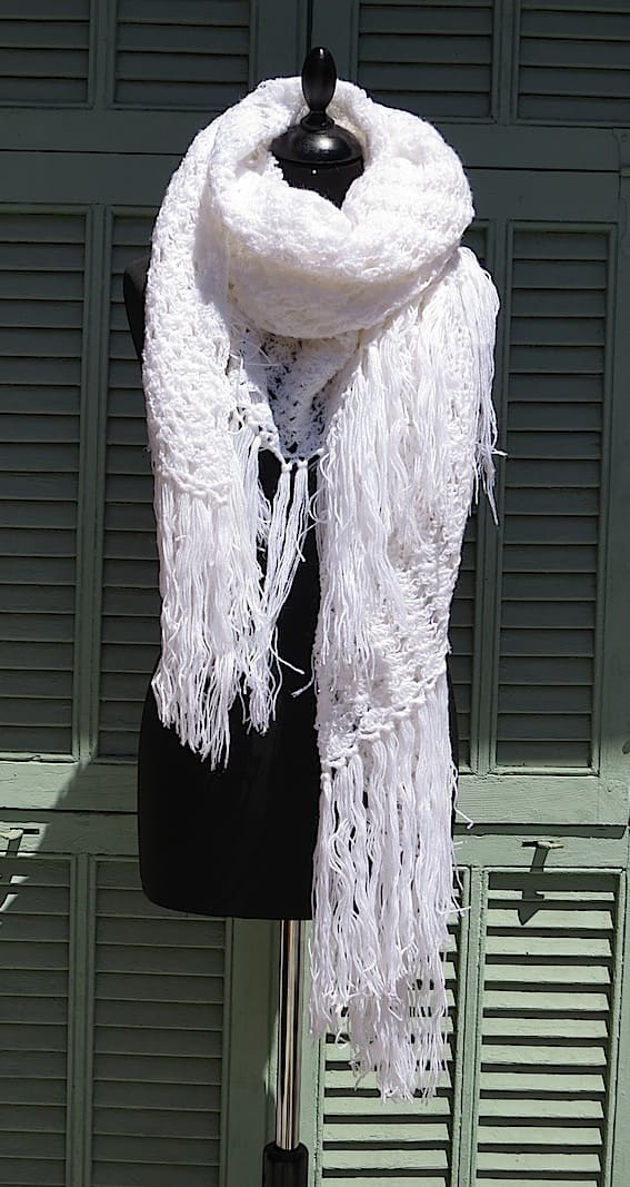 Châle Écharpe Poncho Crochet Laine Vintage – Image 4