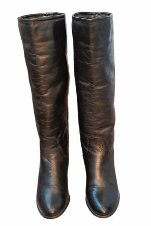 Bottes Cowboy Cuir Noir Vintage Bata