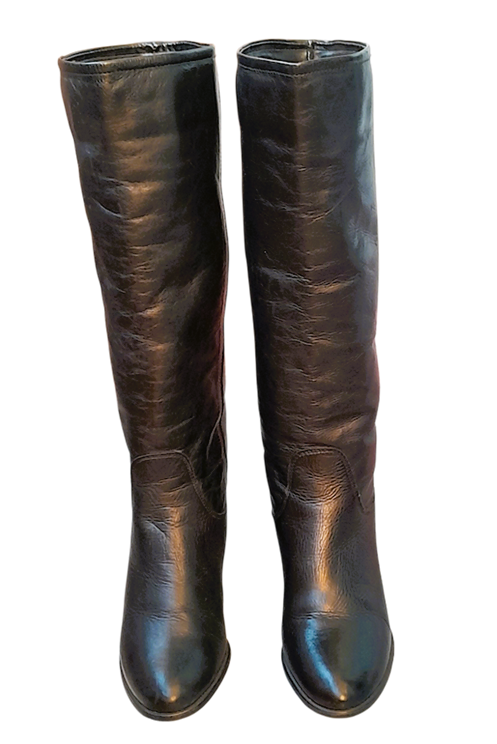 Bottes Cowboy Cuir Noir Vintage Bata
