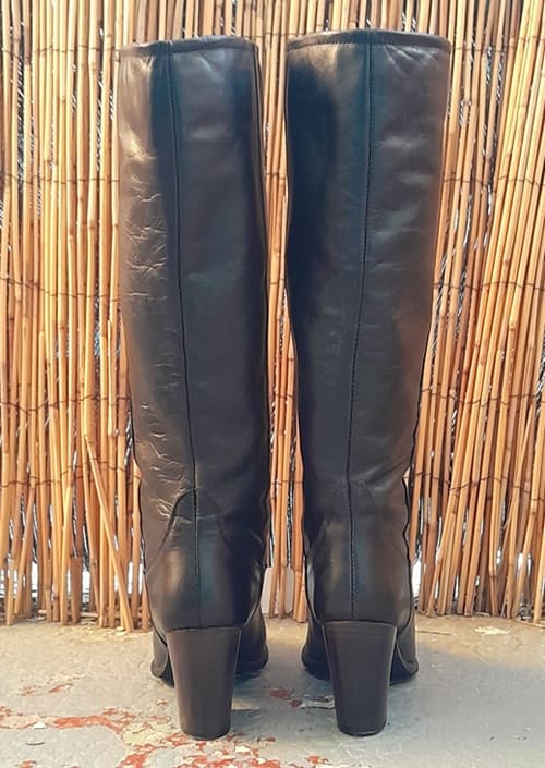 Bottes Cowboy Cuir Noir Vintage Bata – Image 8