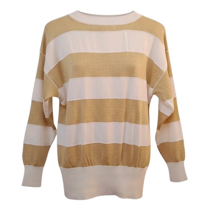 Pull Escada Vintage Baroque Blanc & Or – Image 4