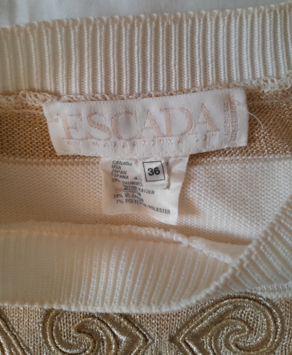 Pull Escada Vintage Baroque Blanc & Or – Image 6