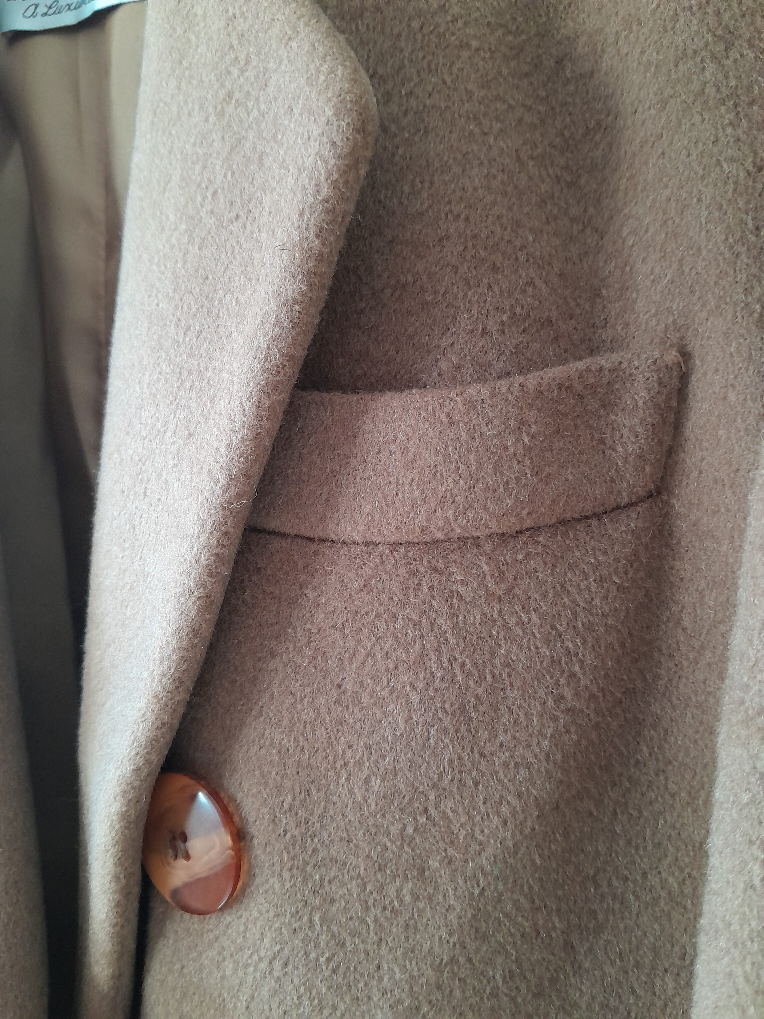 Manteau Croisé Luxe Camel Cachemire Vintage – Image 8