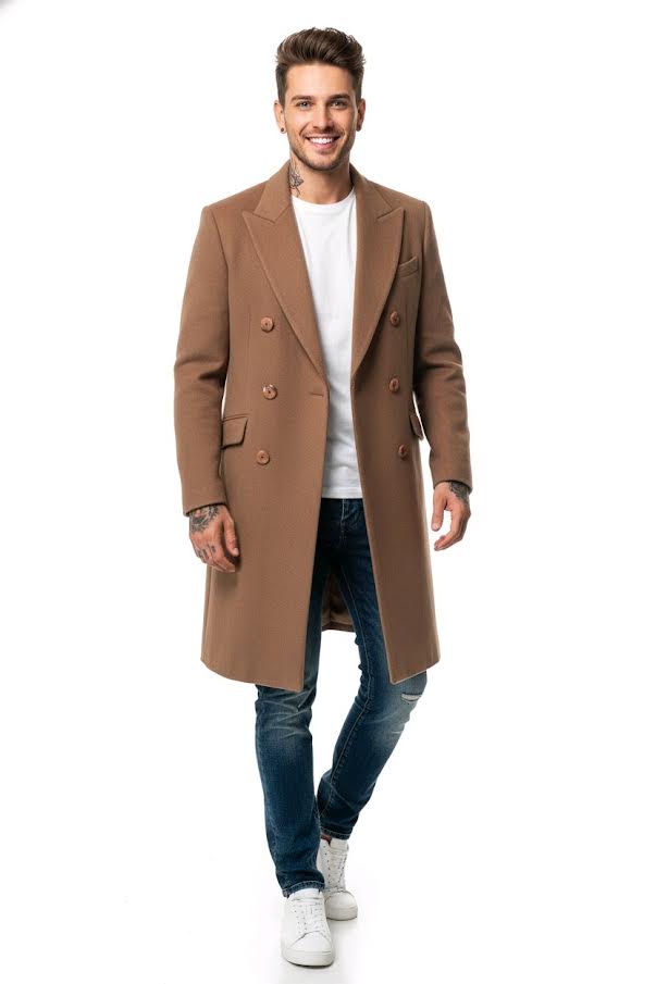 Manteau Croisé Luxe Camel Cachemire Vintage – Image 9