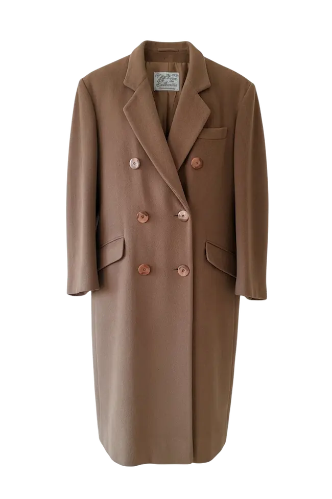 Manteau Croisé Luxe Camel Cachemire Vintage