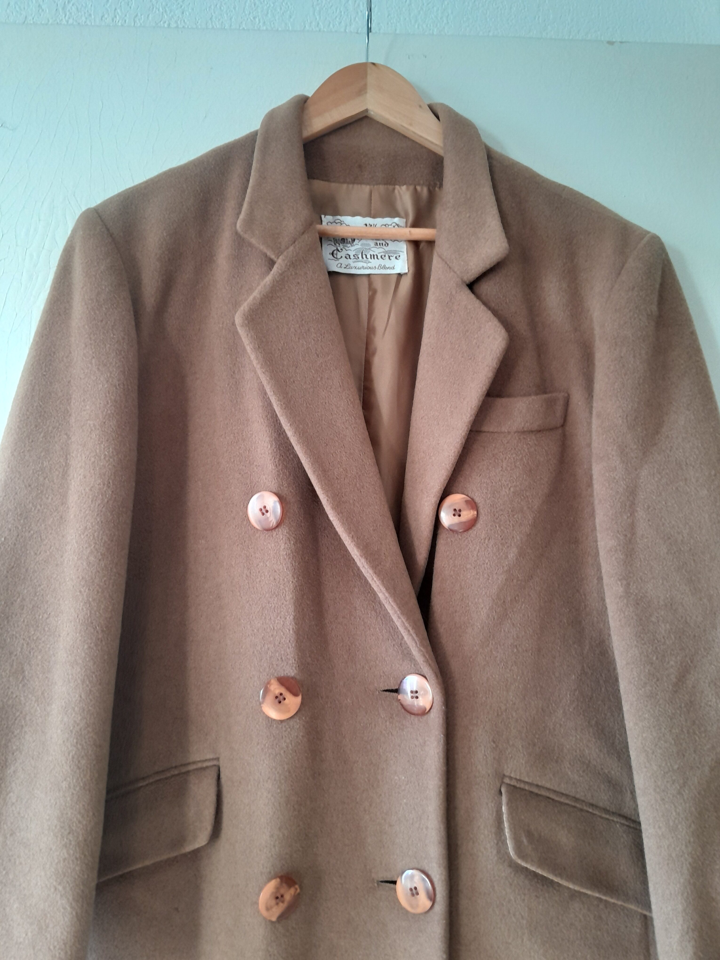 Manteau Croisé Luxe Camel Cachemire Vintage – Image 3