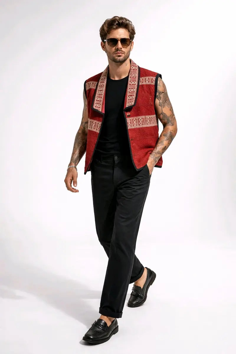 Gilet Sans Manches Artisanal Ethnique – Image 6