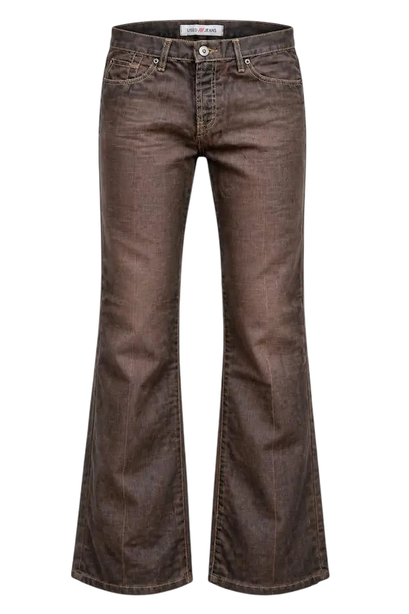 Jean patte d'eph marron Used Jeans vintage