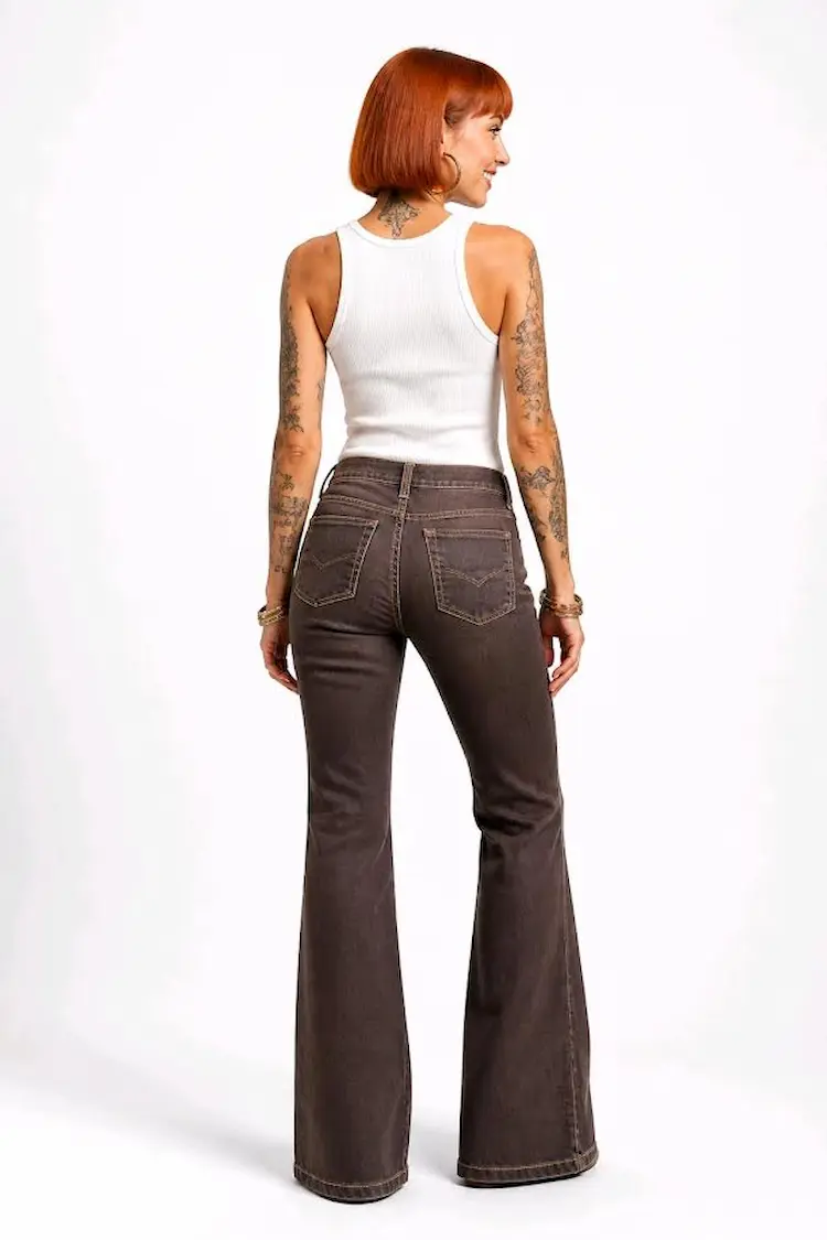Jean patte d'eph marron Used Jeans vintage – Image 7