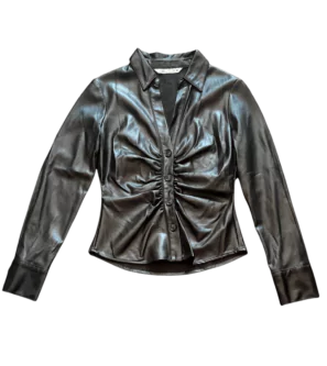 Zara Chemise Drapée Similicuir