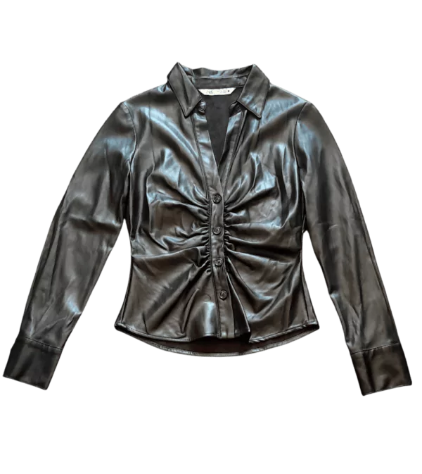 Zara Chemise Drapée Similicuir