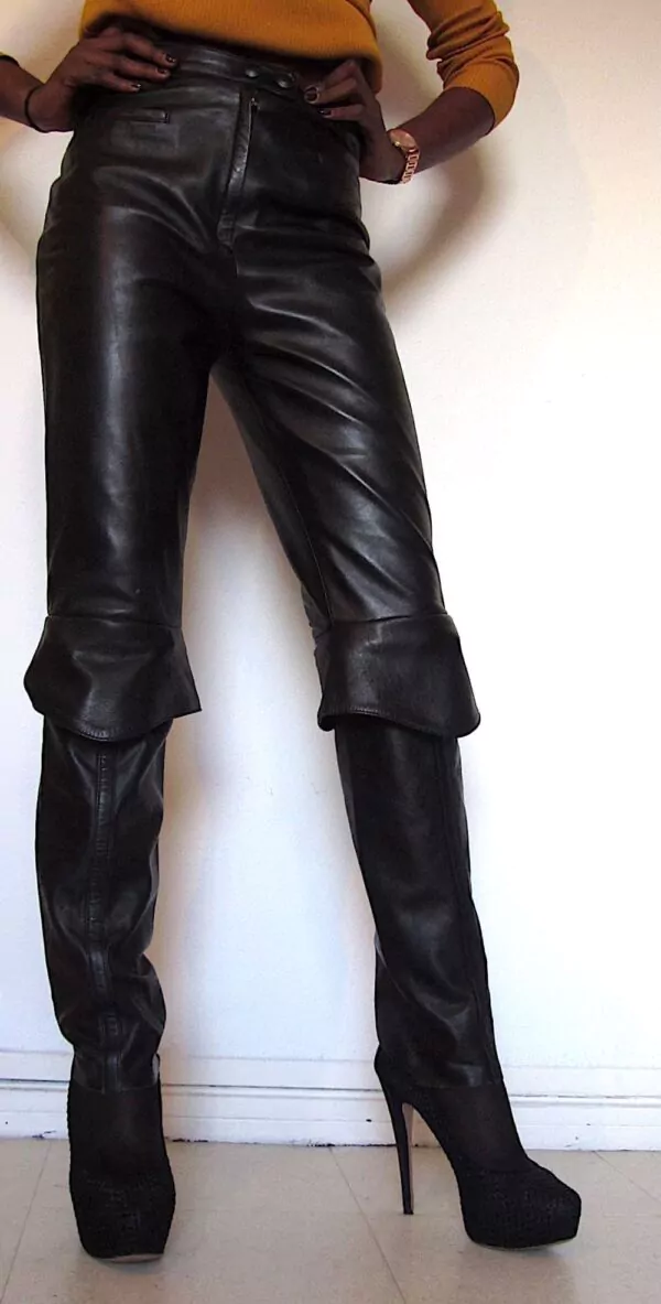 Akhesa Pantalon En Cuir Femme – Image 3